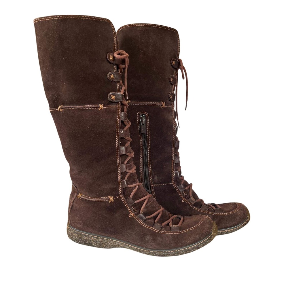 Timberland Moorland Hollace Tall Suede Fur Lined Boots Sz 7.5 Y2K Whimsigoth - Picture 2 of 8